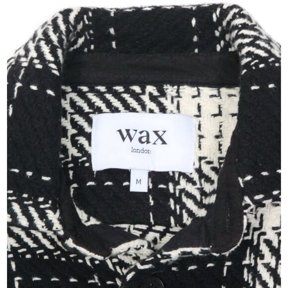 WAX LONDON Whiting Shirt Black Ecru Plaid  Overshirt Shacket Button Up sz M /008 - Picture 4 of 4